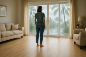 new floor is beautifully installed waterproof luxury vinyl plank in a light oak finish